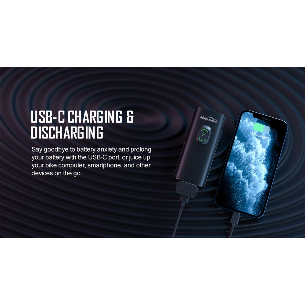 MAGICSHINE Front Light - RAY 1600 Bluetooth - Garmin Bar Mount & Go-Pro Adapter - IPX6 USB-C