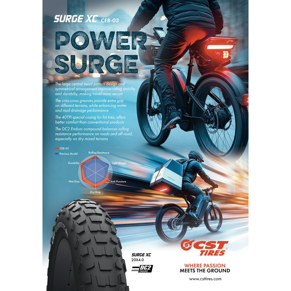 CST Tyre Surge - 20 x 4.0 - Wire 40 TPI -1468g - Single Compound - 115kg Load Rating - TU2 Compound - CEB-03