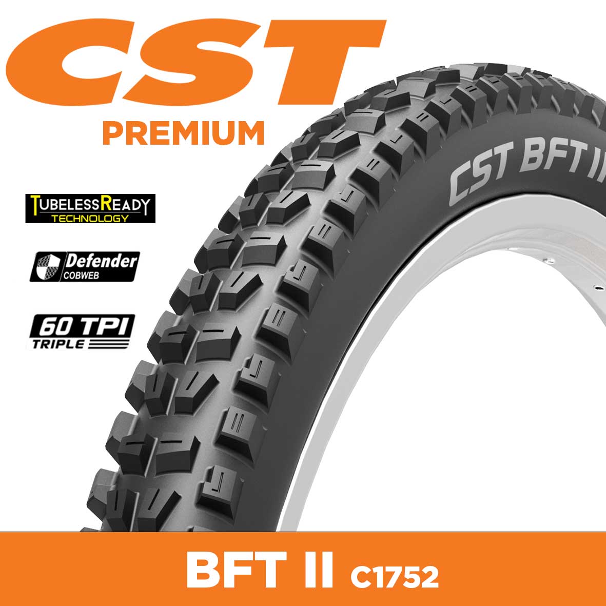 CST Tyre BFT II - 29 x 2.4 - Folding 60 TPI - Dual Compound - Defender EPS - Tubeless Ready - C1752N