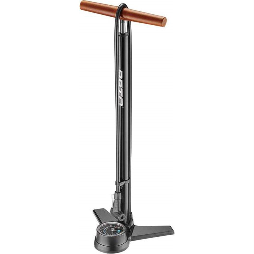 BETO 27in Alloy Floor Pump w/Gauge Wood Handle Schrader/Presta Valve