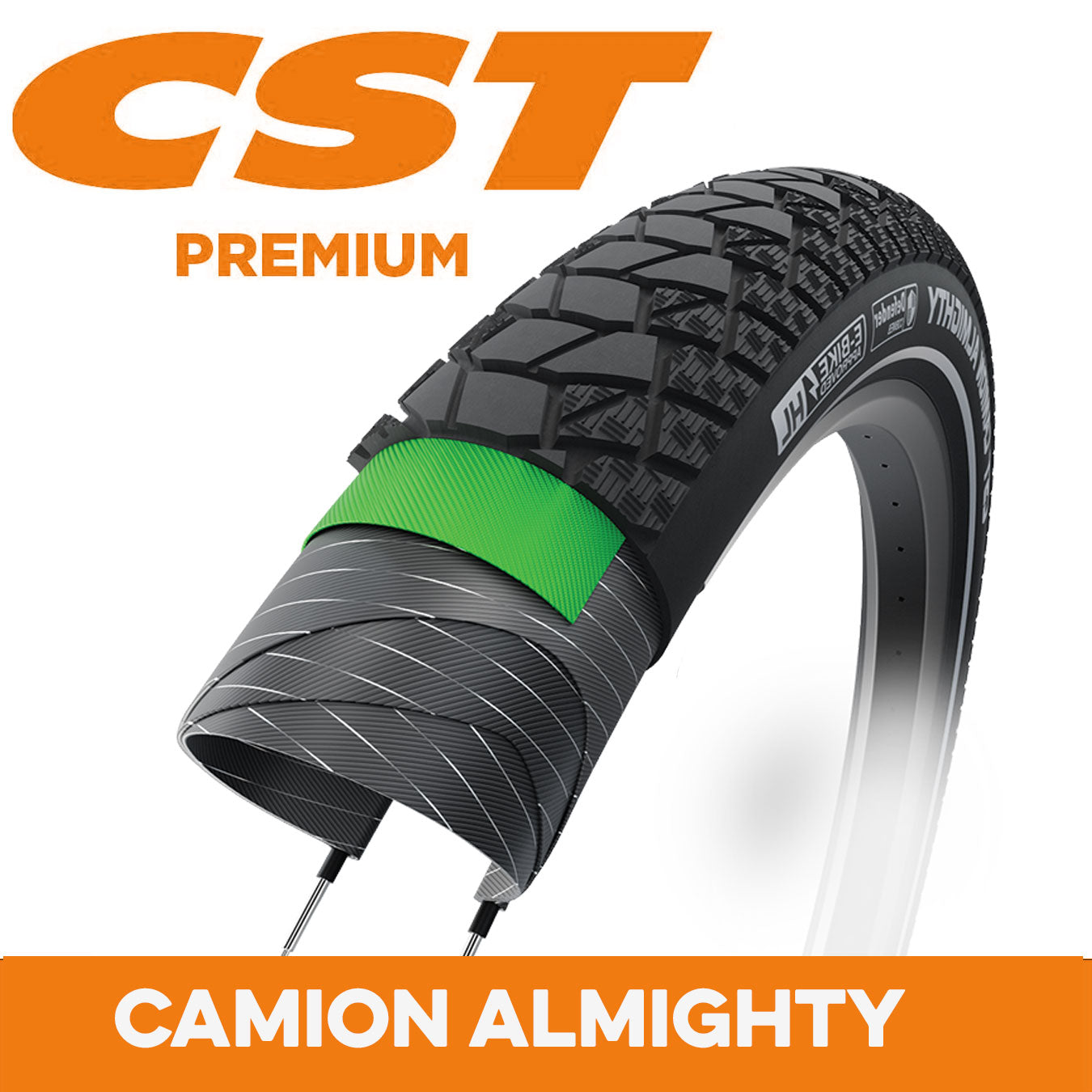 CST Tyre Camion Almighty 26 x 2.4 - Wire 60 TPI - 1500g - Dual Compound - 160kg Load Rating - E-Cargo Rated - High Load Rated - Defender EPS - HL20 - CTC-31