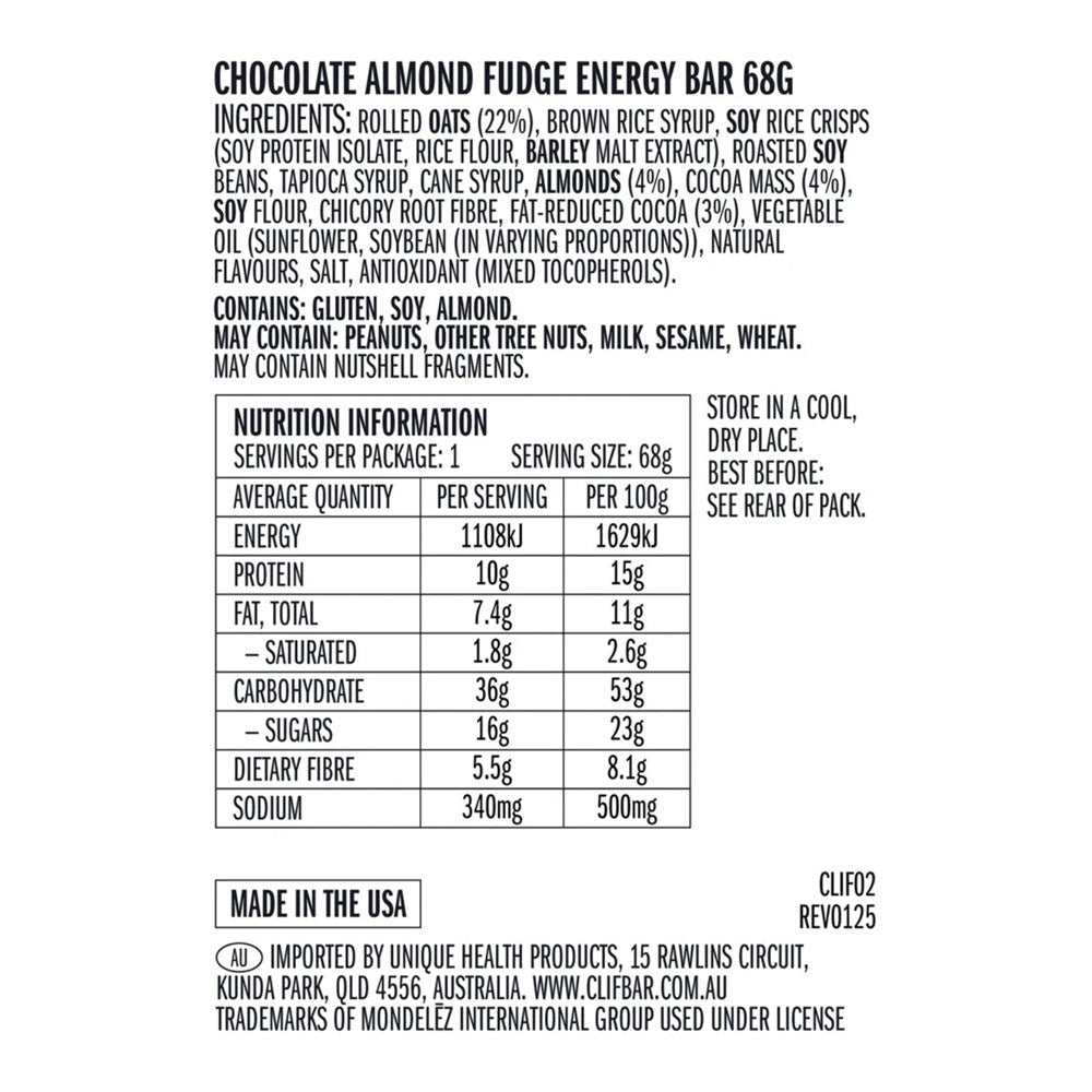 CLIF Energy Bar - Chocolate Almond Fudge
