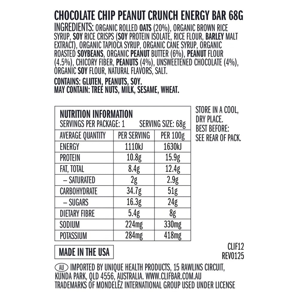 CLIF Energy Bar - Chocolate Chip Peanut Crunch