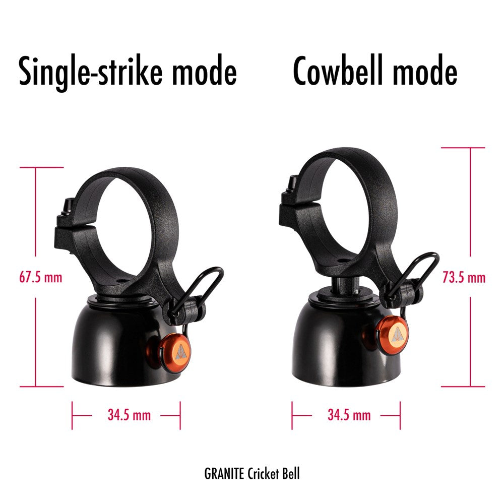 GRANITE CRICKET - Cycling Bell - Single Strike and Cowbell mode in one