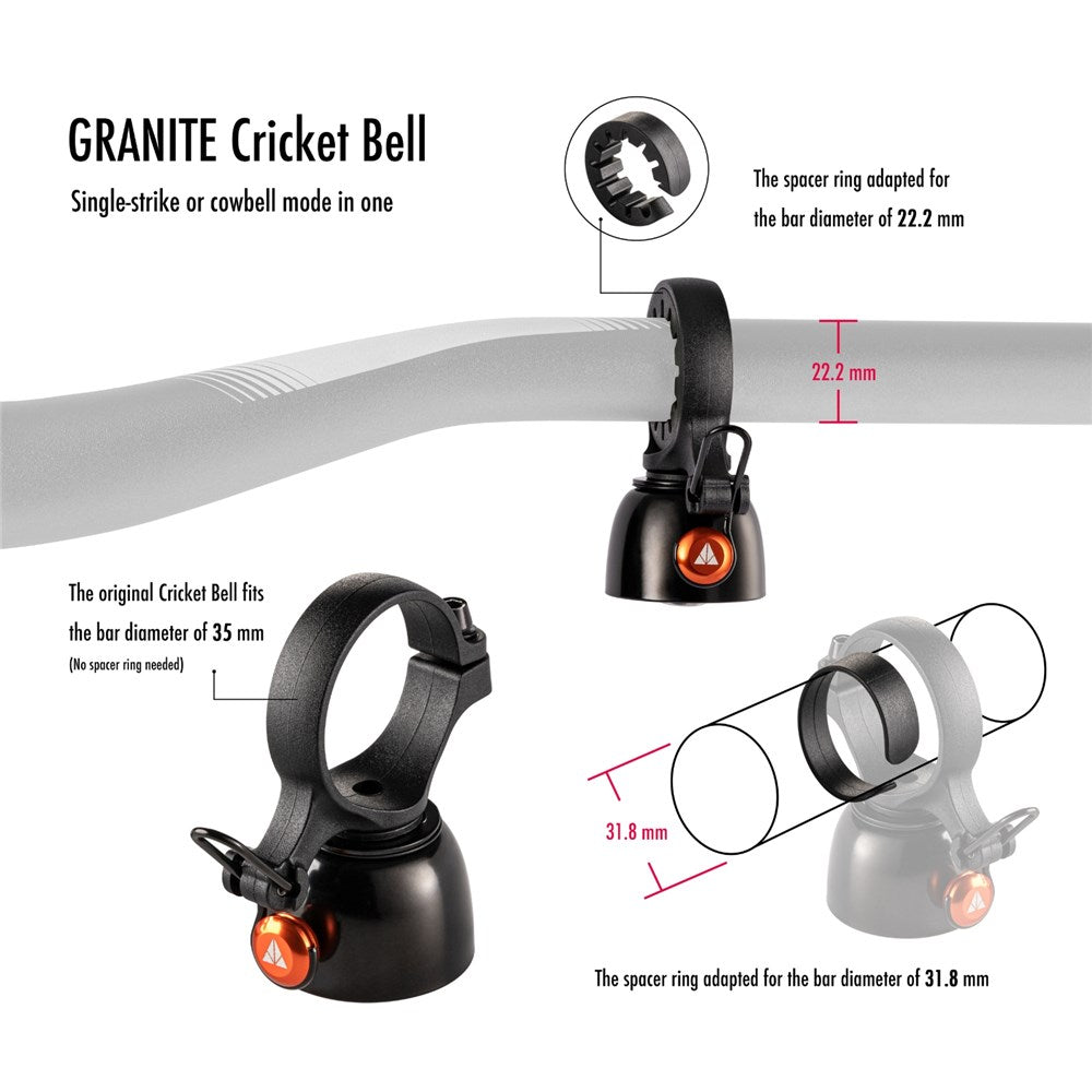 GRANITE CRICKET - Cycling Bell - Single Strike and Cowbell mode in one
