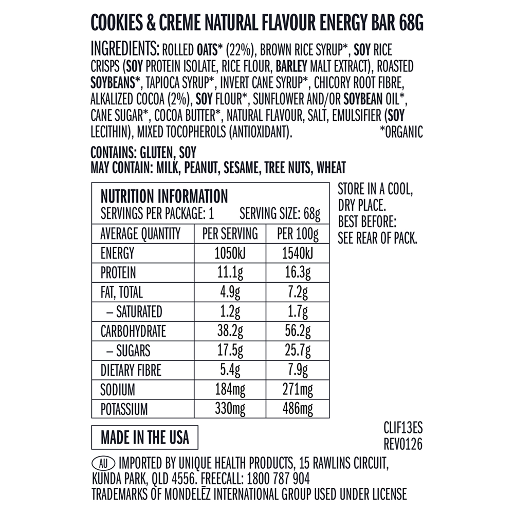 CLIF Energy Bar - Energy Bar Cookies & Creme