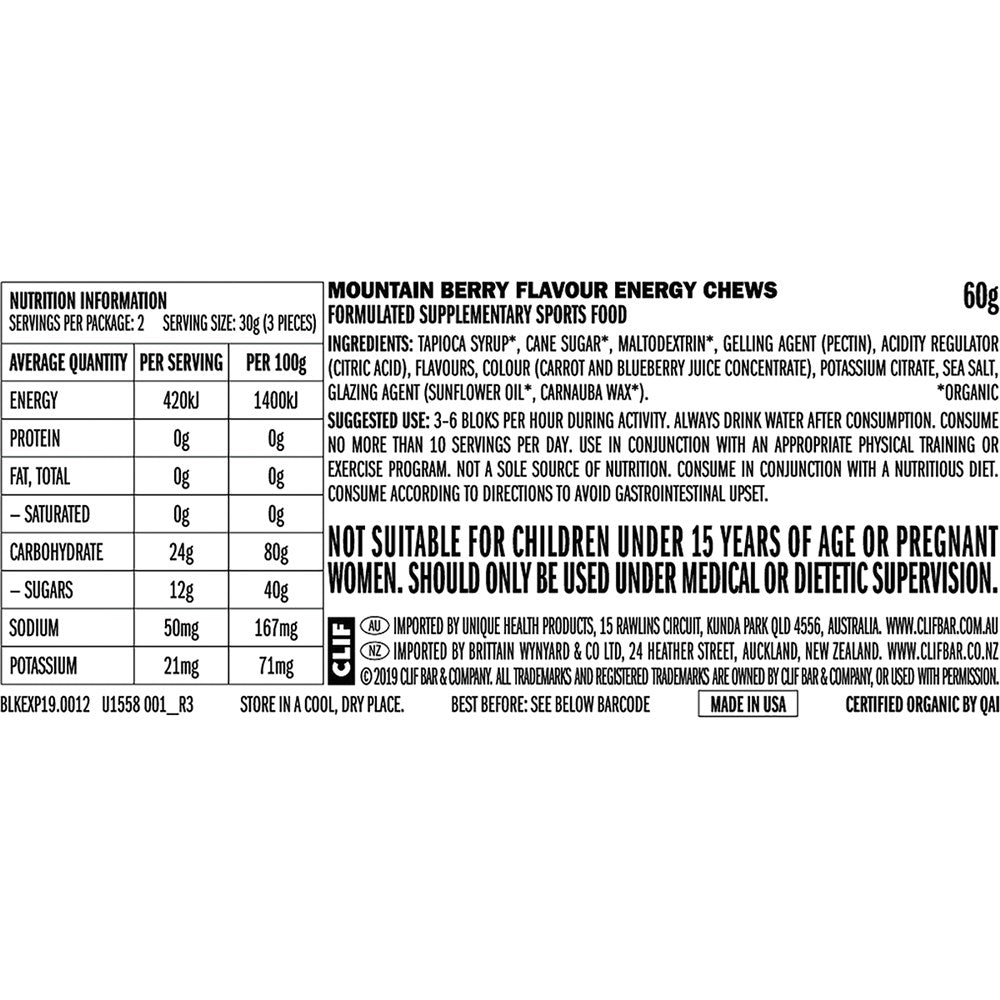 CLIF Bloks Energy Chews Mountain Berry