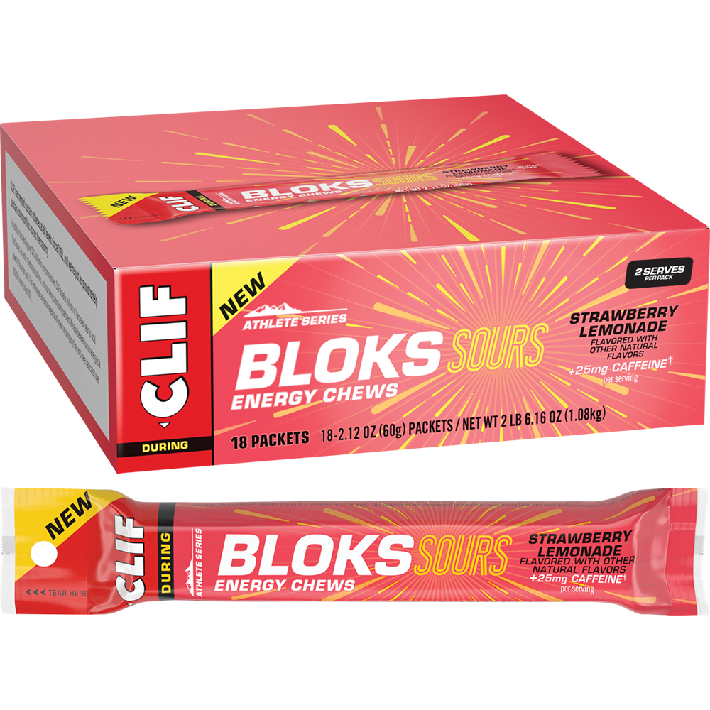 CLIF Bloks Energy - Chews Sour Strawberry Lemonade 25mg Caffeine