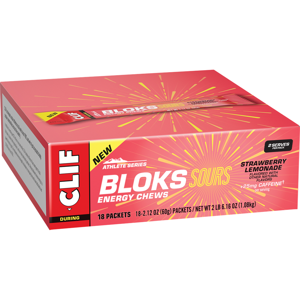 CLIF Bloks Energy - Chews Sour Strawberry Lemonade 25mg Caffeine