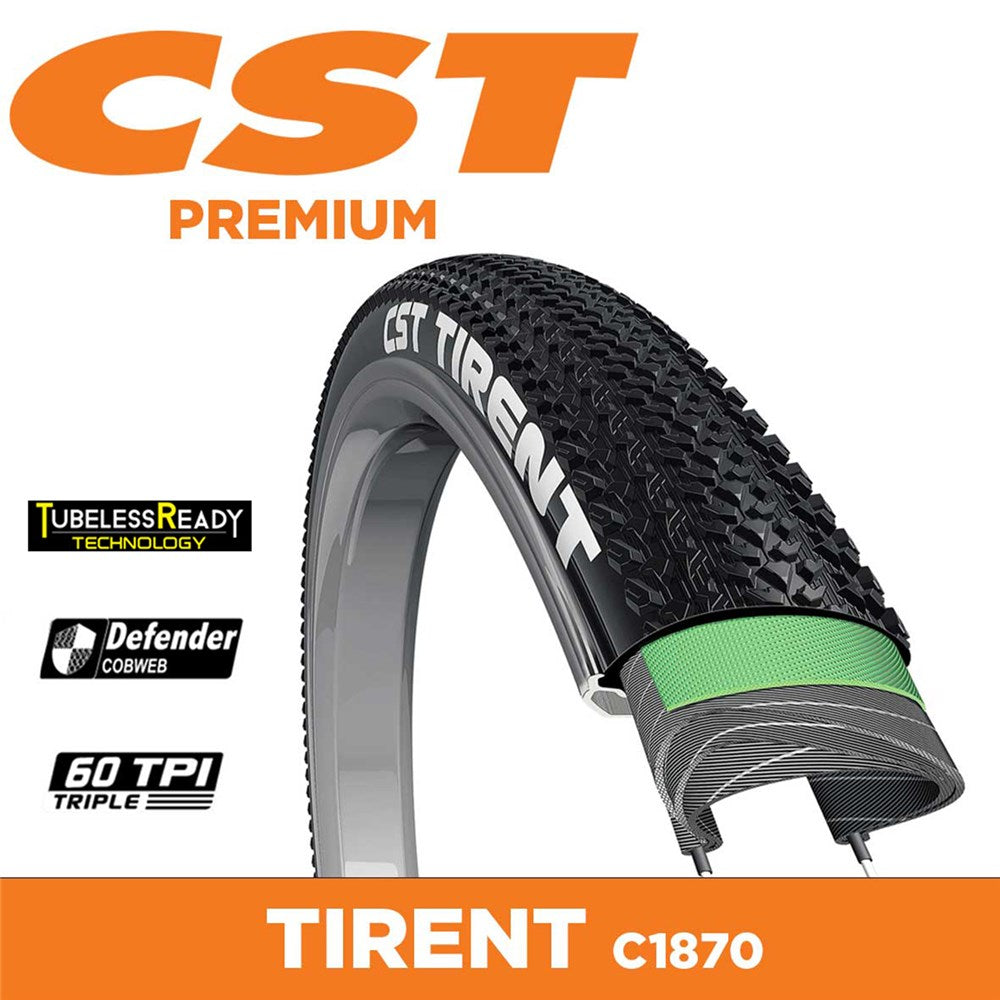CST Tyre Tirent - 700 x 47 - Folding 60 TPI - 600g - Dual Compound - Tubeless Ready - C1870N