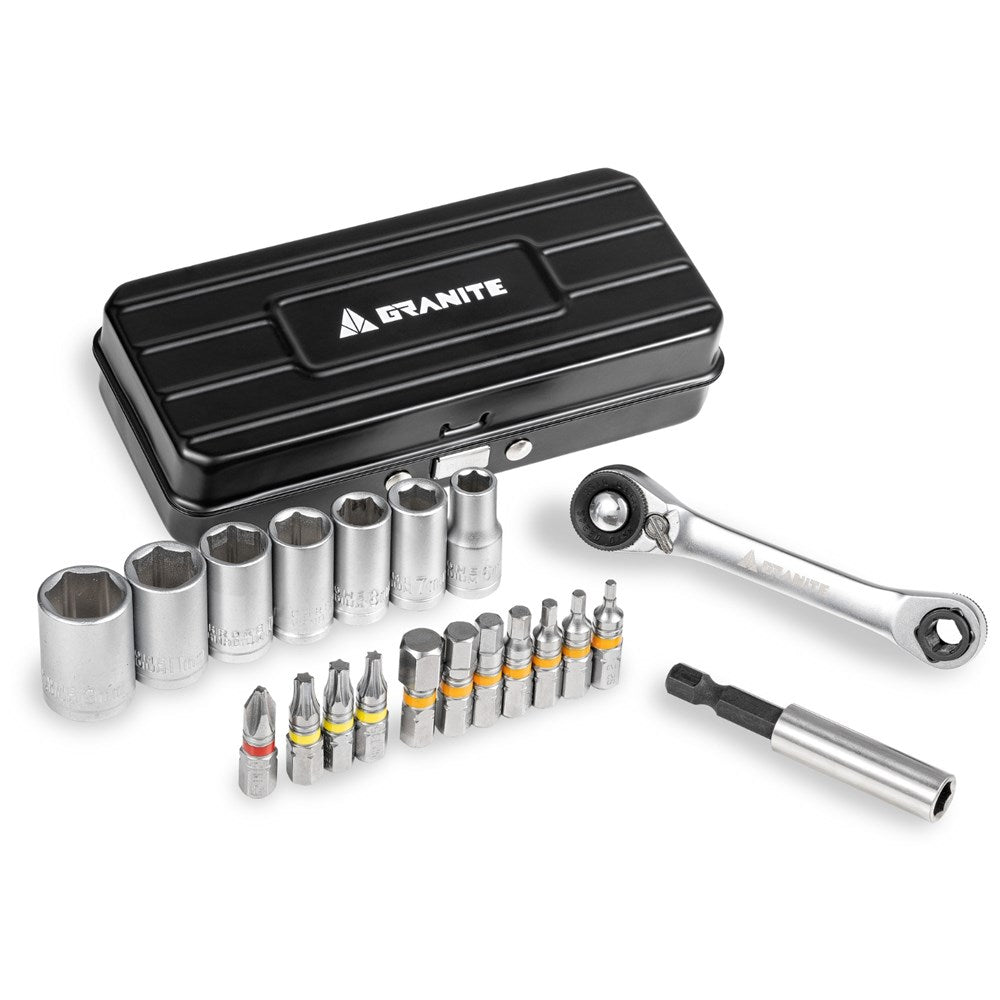 GRANITE DUET - Hex Bits & Socket Ratchet Tool Box