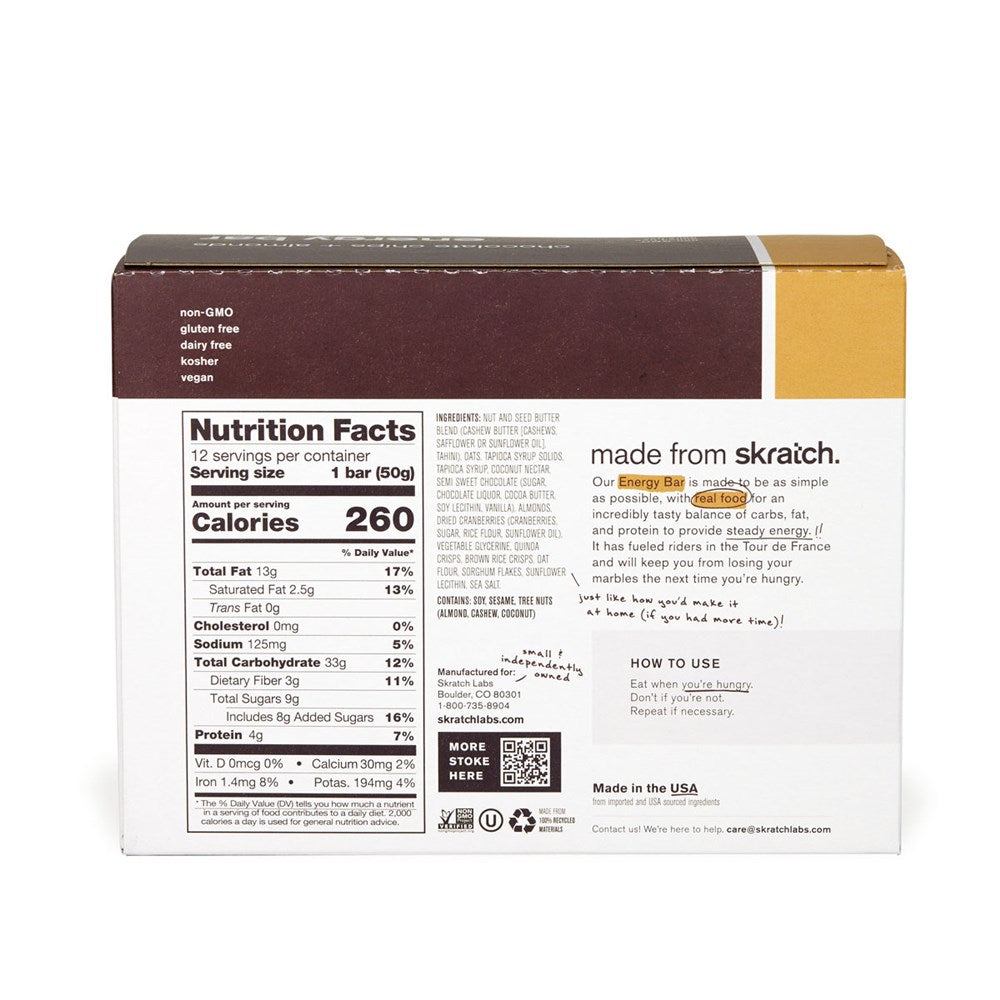 SkratchLabs Energy Bar Sport Fuel - Peanut Butter Chocolate - 12 Pack - 50g each (859943003124) - best before 12 July