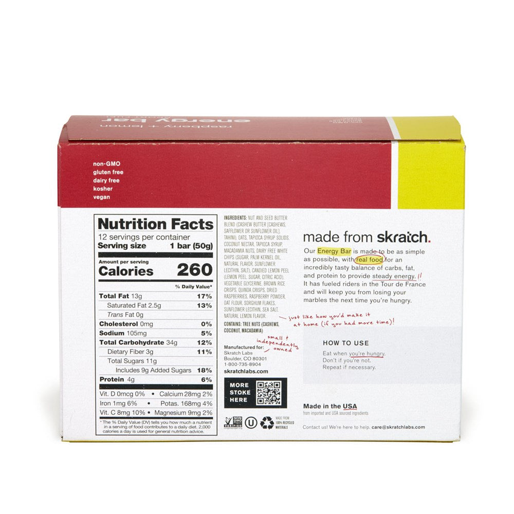 SkratchLabs Energy Bar Sport Fuel - Cherries & Pistachios - 12 Pack - 50g each (858690007270)