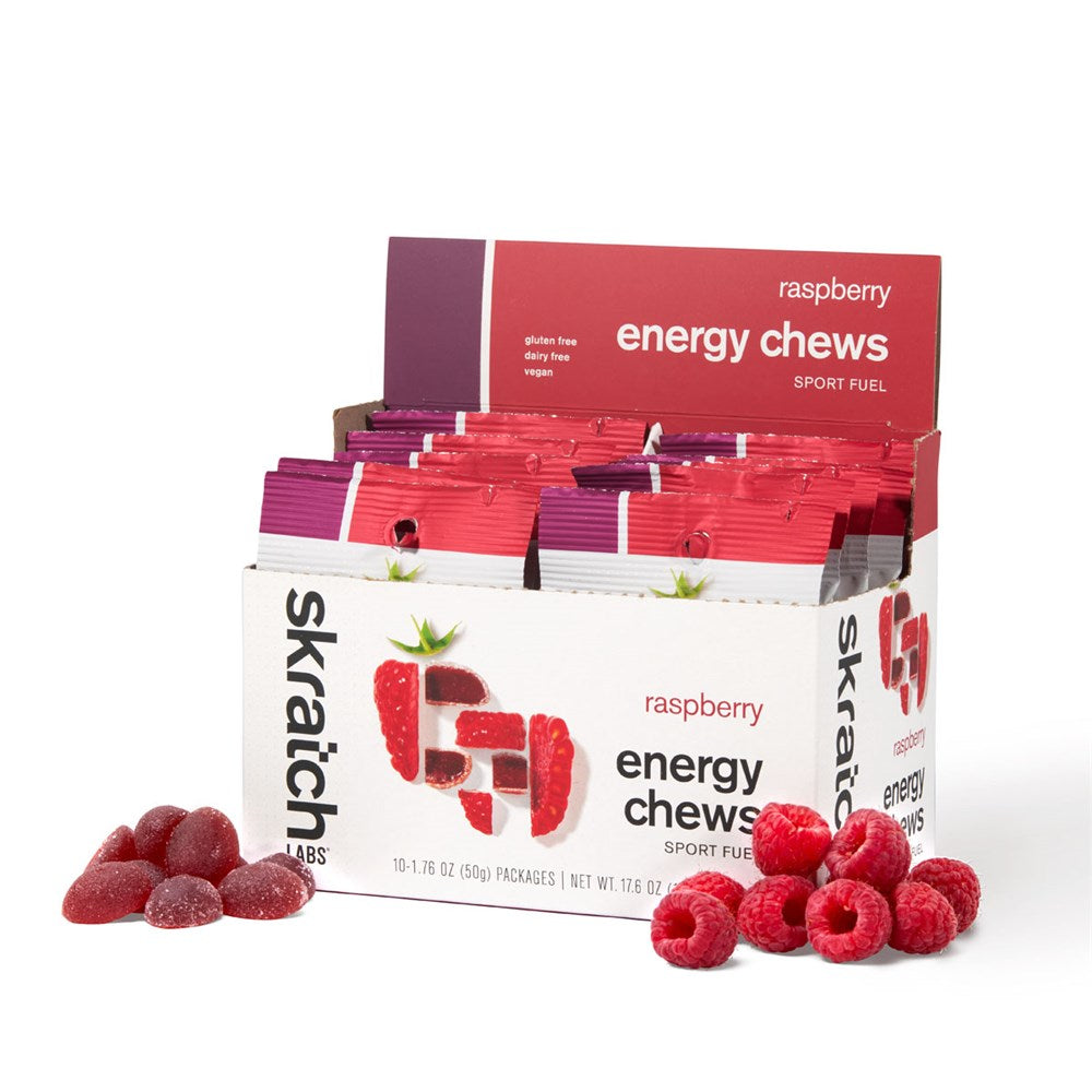 SkratchLabs Energy Chews Sport Fuel - Raspberry - Single Serving 10 Pack