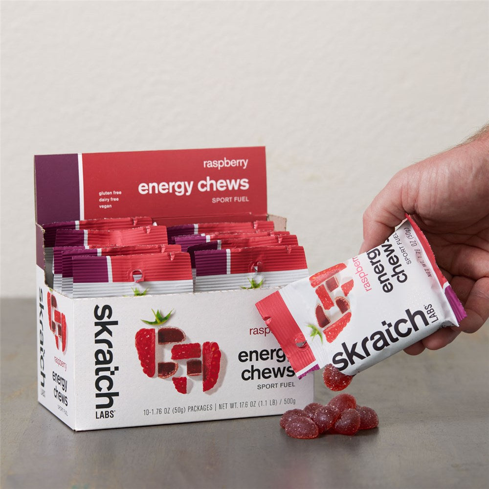 SkratchLabs Energy Chews Sport Fuel - Raspberry - Single Serving 10 Pack