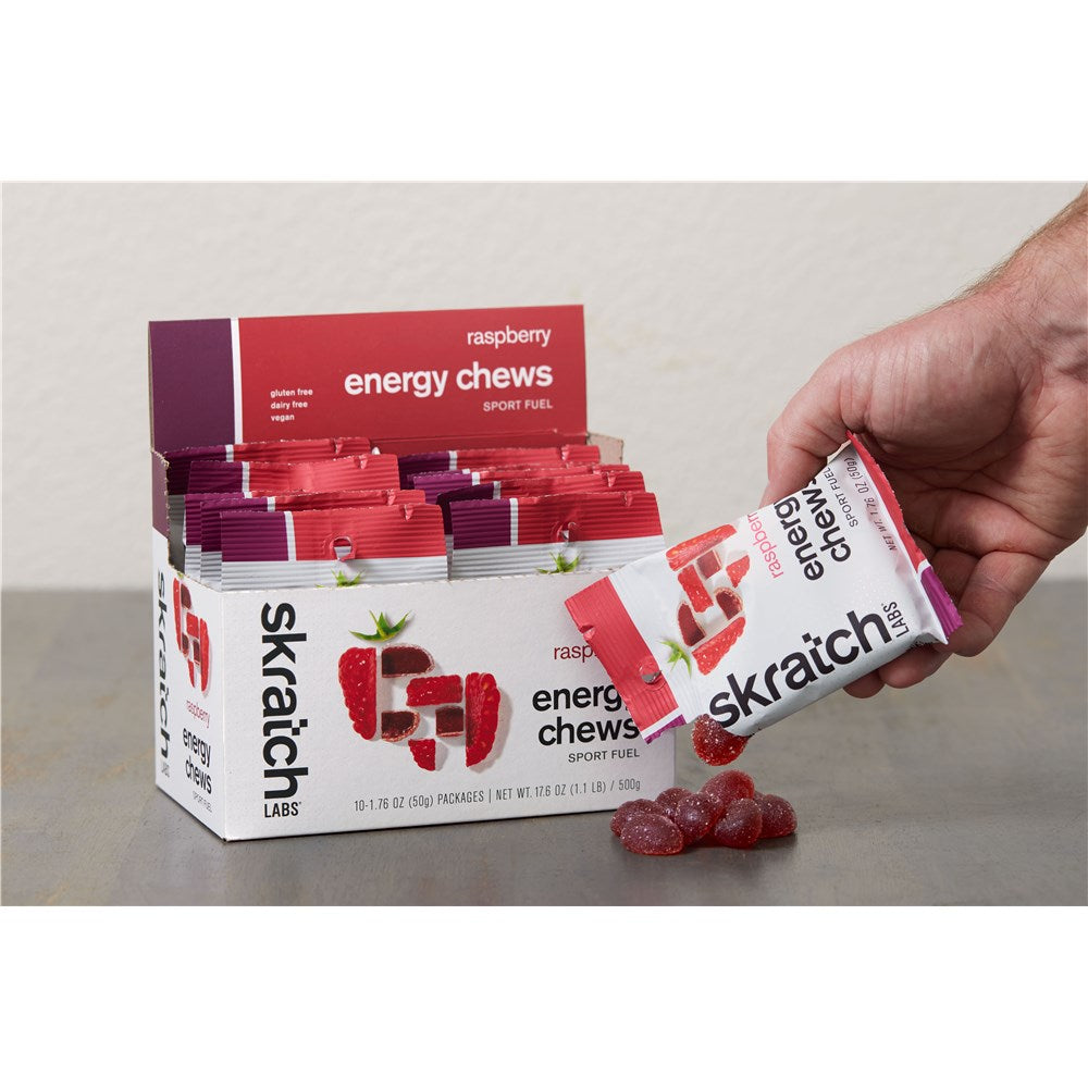 SkratchLabs Energy Chews Sport Fuel - Raspberry - Single Serving 10 Pack