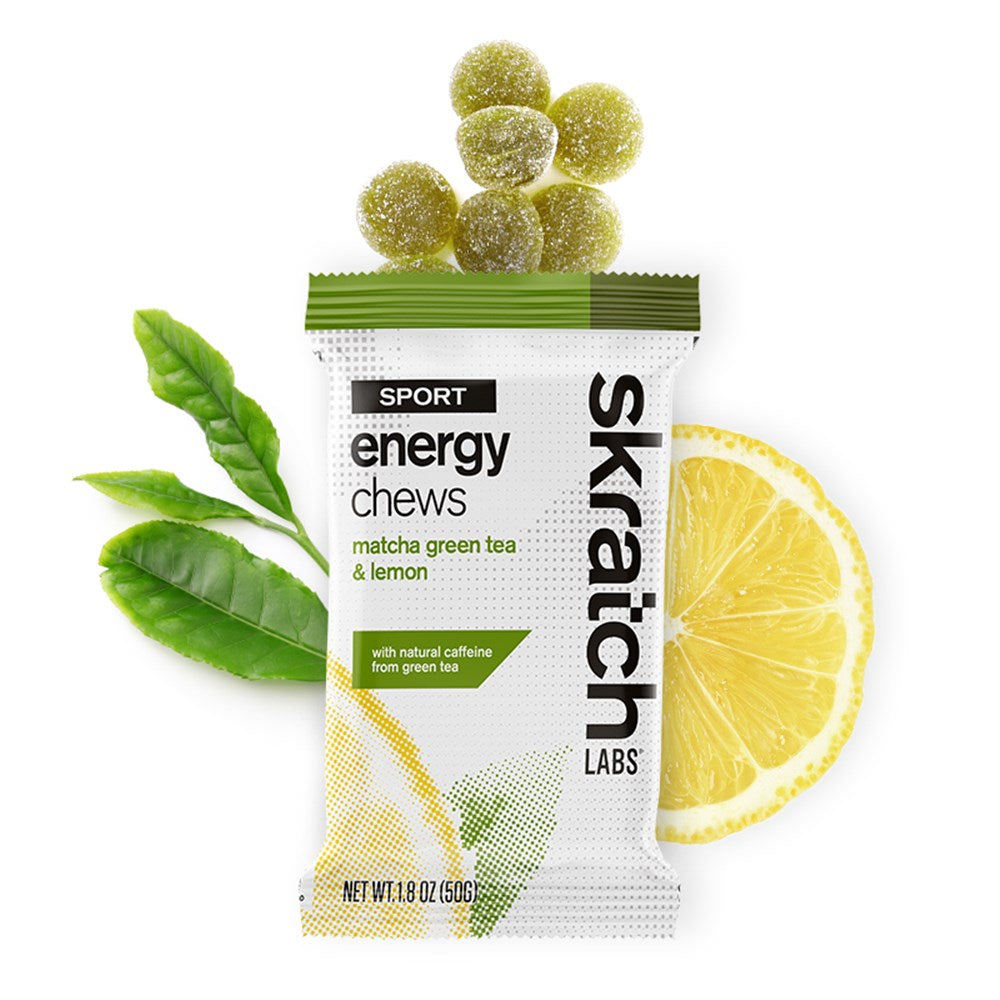 SkratchLabs Energy Chews Sport Fuel - Lemon & Green Tea - Single Serving 10 Pack