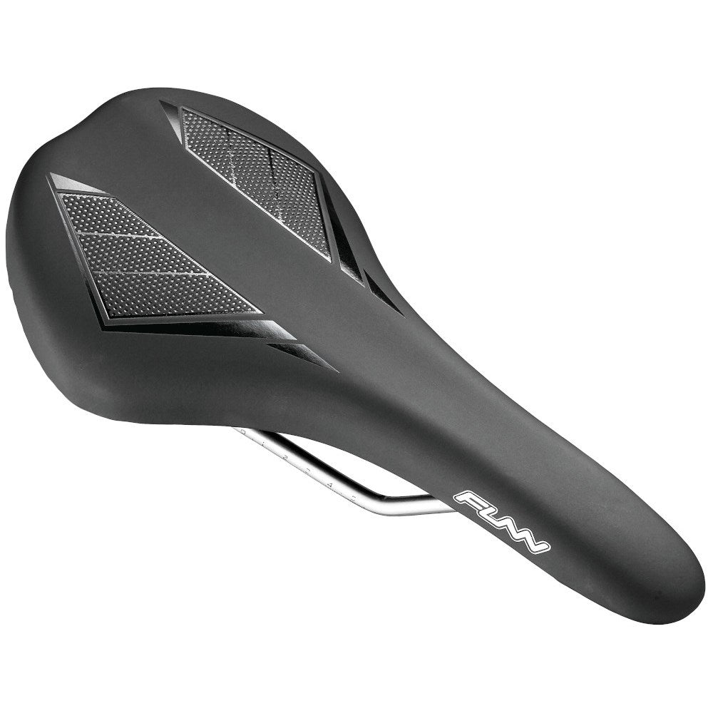 FUNN Saddle - Skinny - 144mm Wide - 280mm Long - Water Resistant - Black/ Blue