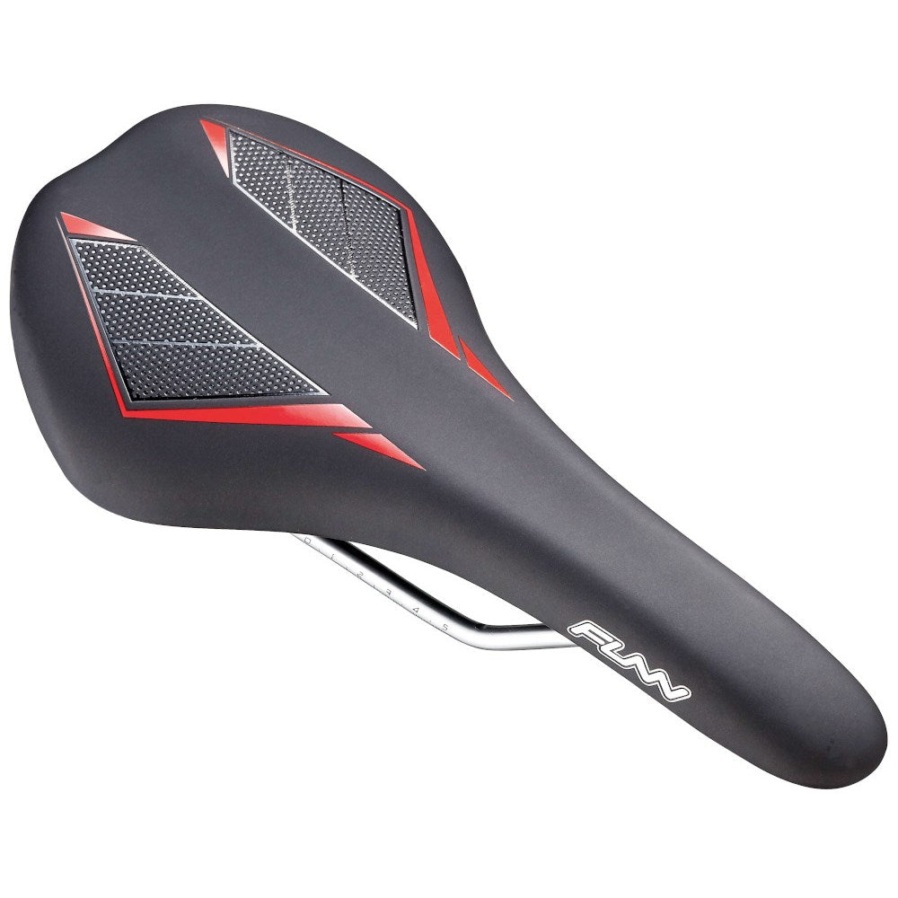 FUNN Saddle - Skinny - 144mm Wide - 280mm Long - Water Resistant - Black/ Blue