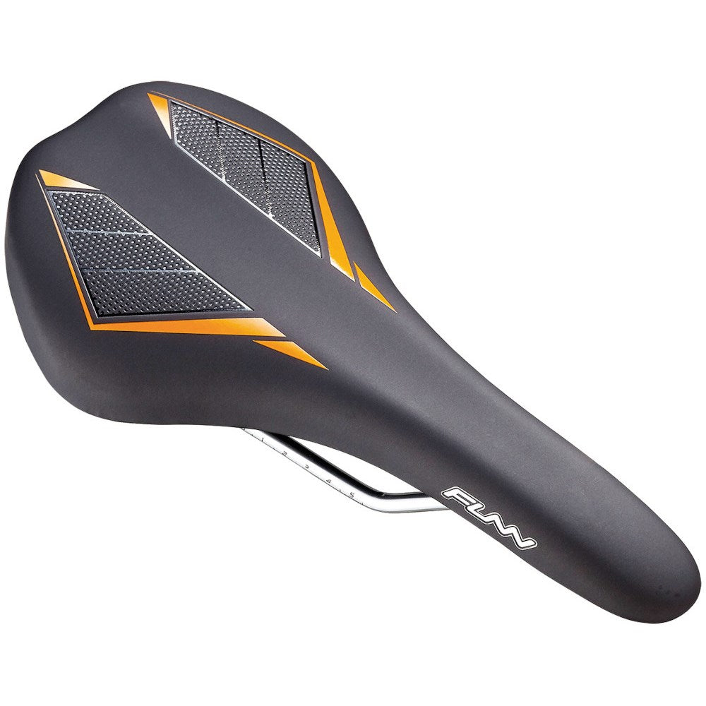 FUNN Saddle - Skinny - 144mm Wide - 280mm Long - Water Resistant - Black/ Red