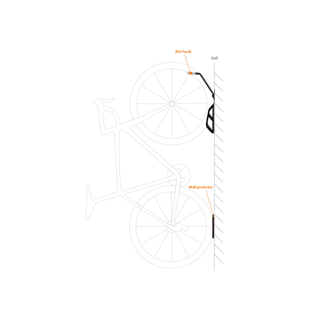 IBERA Bike Wall Vertical Hanger With Wall Protector