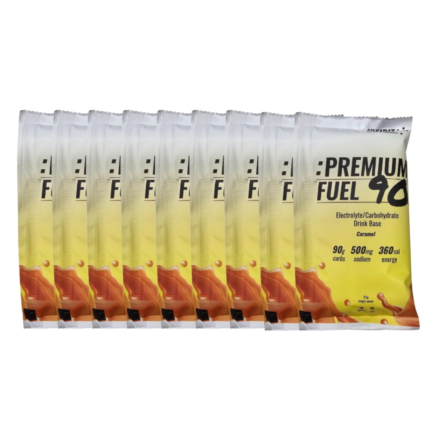 INFINIT NUTRITION Premium Fuel 90g Carbs - Single Serve Box of 10 Caramel flavour