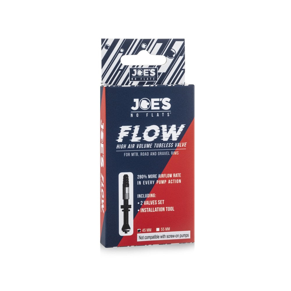Joe's No-Flats High Flow Anti-Clog Valves - 45mm Presta Tubeless Pair