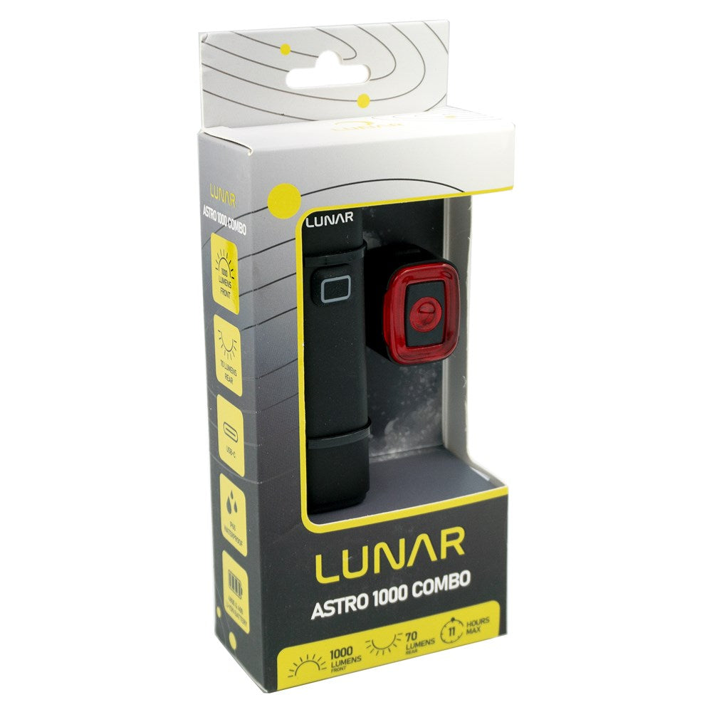 LUNAR Light Set - ASTRO 1000 Combo - 1000 Lumen Front - 70 Lumen Rear - USB-C