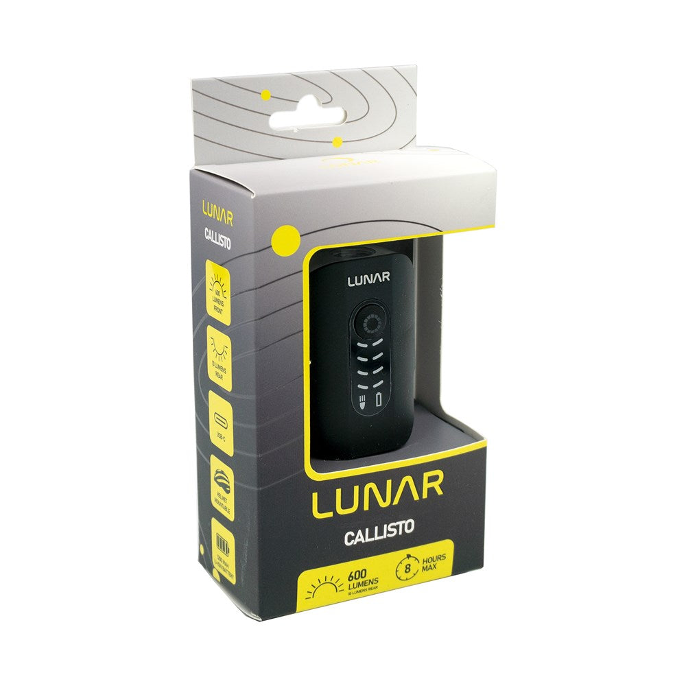 LUNAR 2 In 1 Light - CALLISTO - 600 Lumens - Front and Rear Light USB-C - Includes Helmet Mount