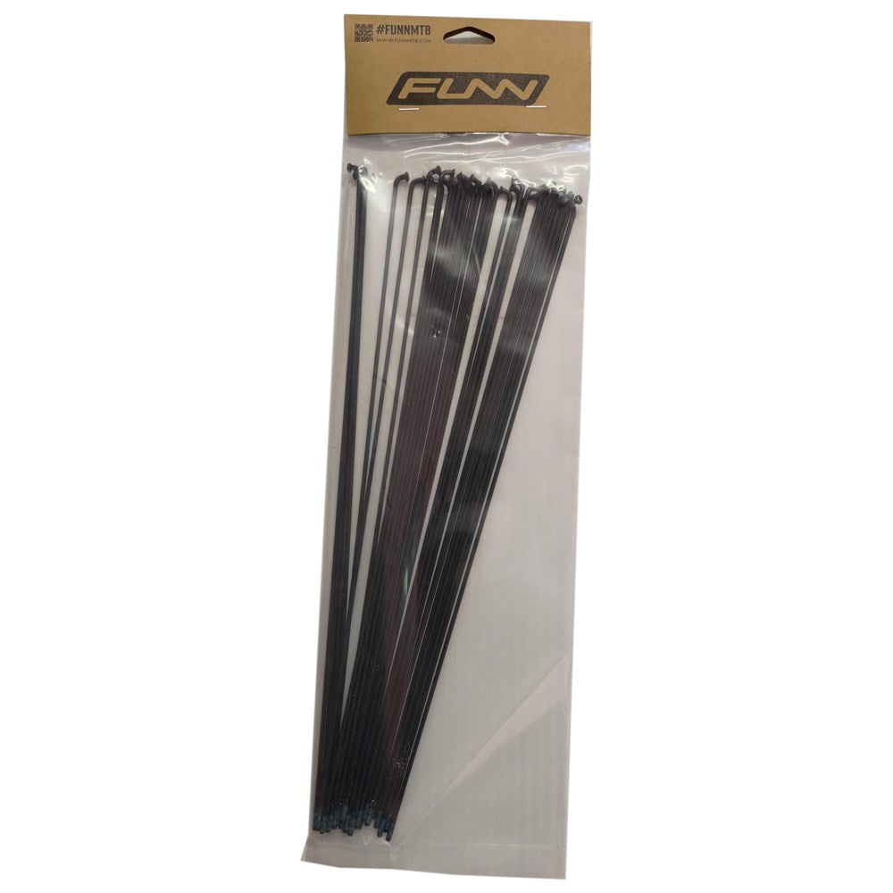 FUNN Spokes - FANTOM Round Spoke 284mm - 14g Triple Butted Stainless Steel Black - 32 Pack
