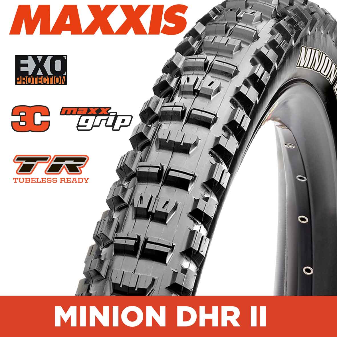 MAXXIS MOUNTAIN - MINION DHR II - 27.5X2.40 - 3C MaxxGrip / EXO+ / TR - Foldable 60 TPI E25