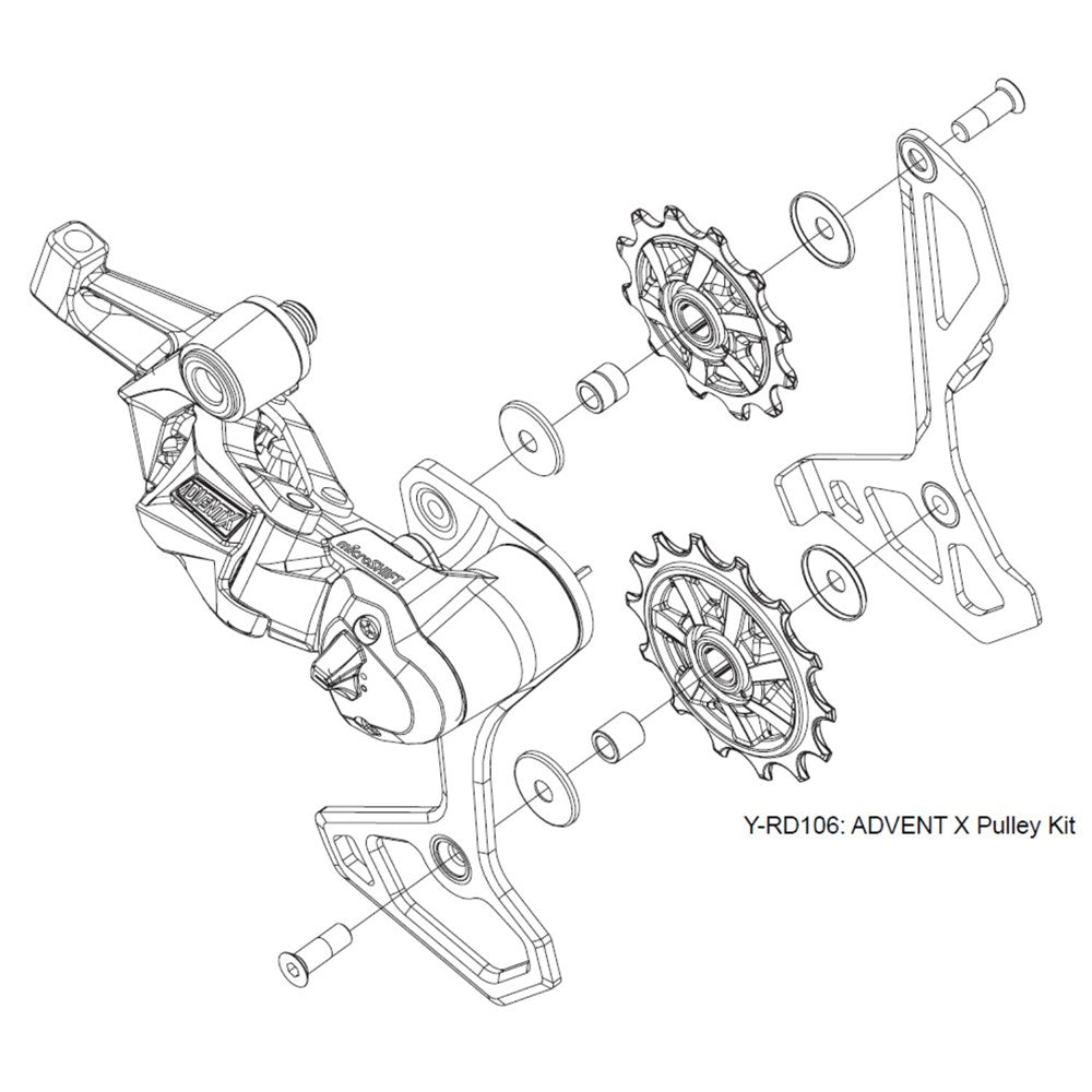 MICROSHIFT Rear Derailleur Pulley Kit ADVENT X, Sword, Guide 12t, Tension 14t Y-RD106, microSHIFT ADVENT X Pulleys Kit