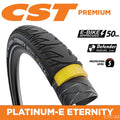 CST Tyre Platinum-E Infinity - 700x55 (28 x 2.15) - Wire 60 TPI - 1125g - Dual Compound - 110kg Load Rating - EBike Approved - 50km/h Rated - Defender Ultimate - Reflective Strip