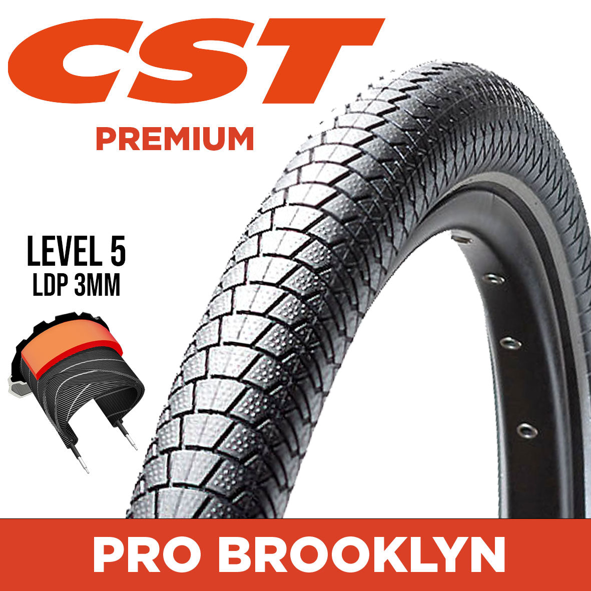 CST Tyre Pro Brooklyn - 27.5 x 2.0 - Wire 27 TPI - 975g - Single Compound - 95kg Load Rating - Defender Allround - Reflective Strip - C1996