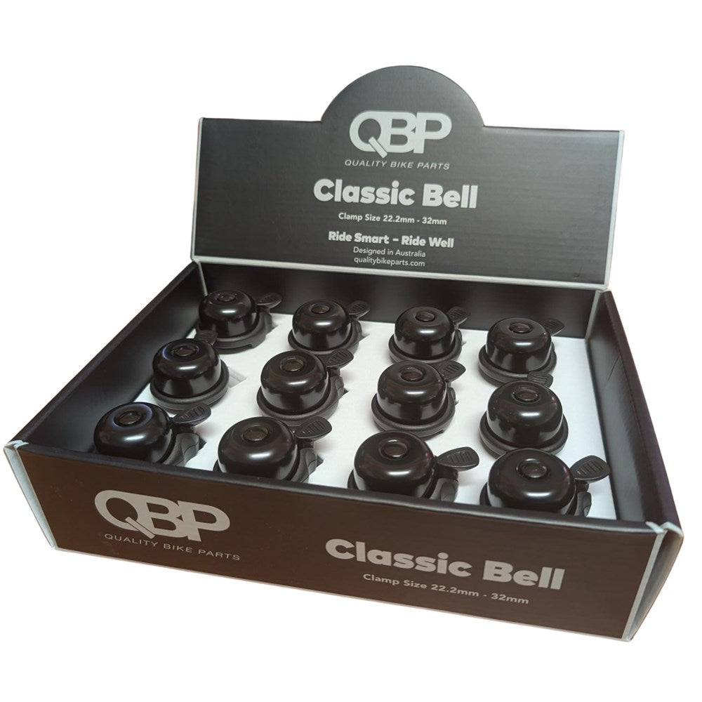 QBP Bell - Bar Mounted Black - Counter Box 12 Pieces  handlebar22-32mm