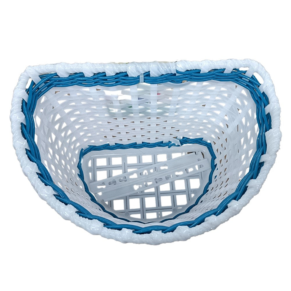 Rascal Kids Front Plastic Basket Small - Blue - with Flower - 235x165x155mm