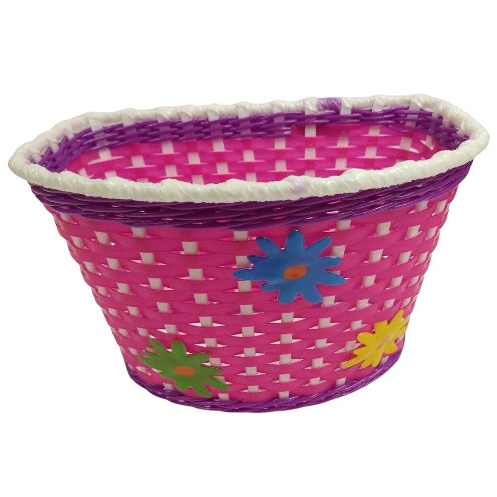 RASCAL Kids Large Front Basket 270x200x170mm -  Pink with flowers