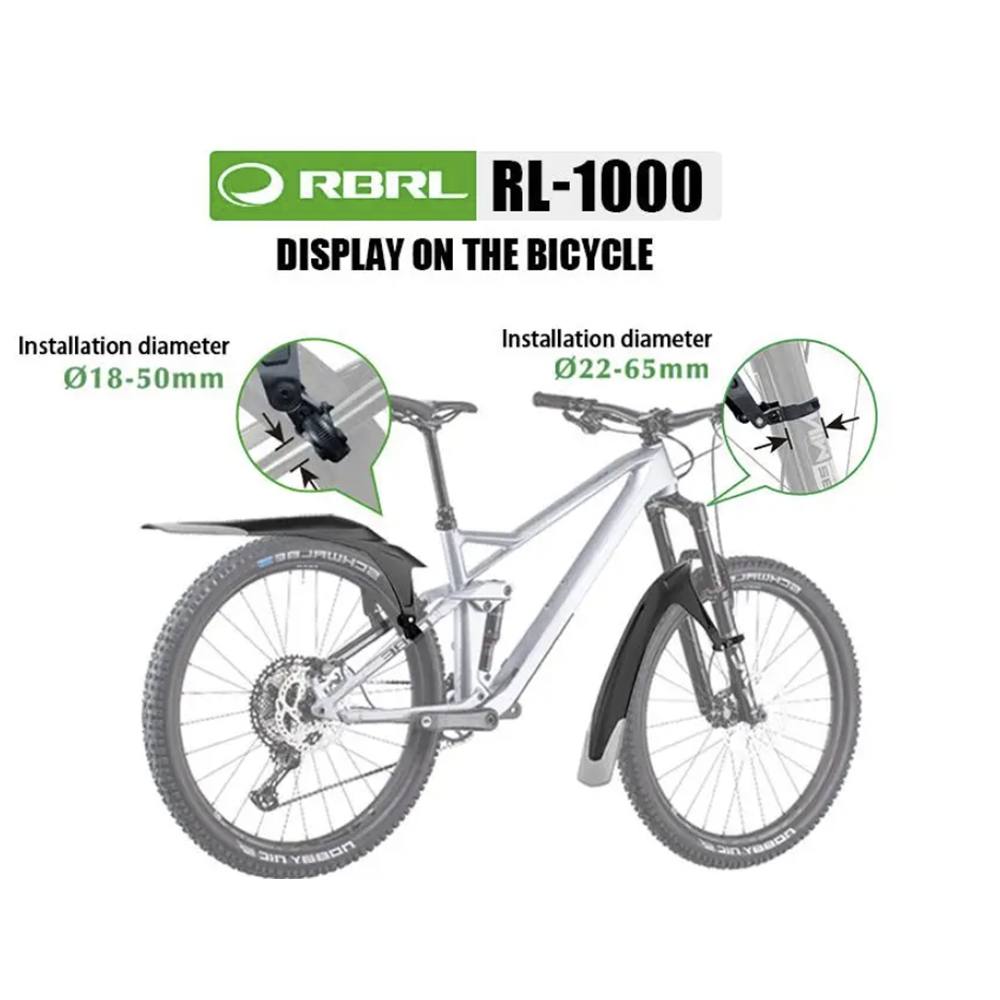 RBRL MTB Mudguard Set - 26-29 inch - Universal Fit -Front Fork & Rear chain stay Mounted - fits 1.5  - 2.5 inch tyres - Extensive coverage - two point fixation