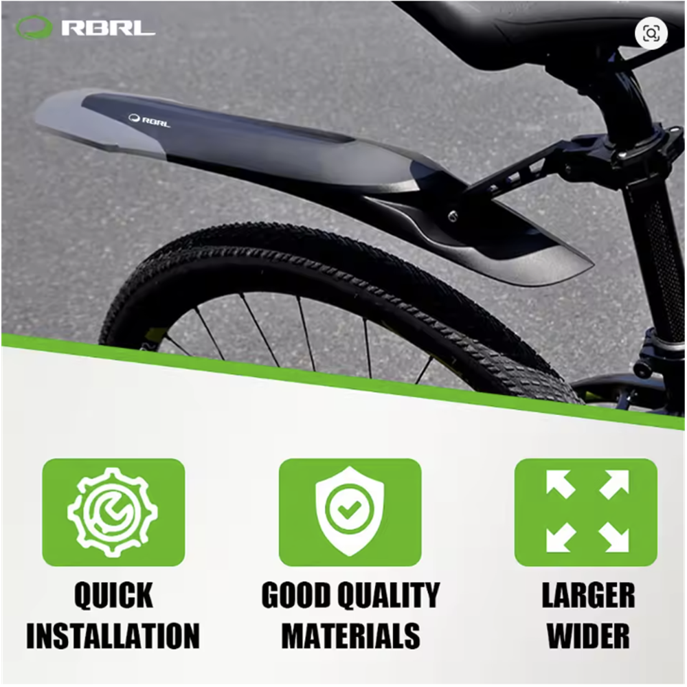 RBRL MTB Mudguard Set - 26-29 inch - Universal Fit -Front Fork & Rear chain stay Mounted - fits 1.5  - 2.5 inch tyres - Extensive coverage - two point fixation