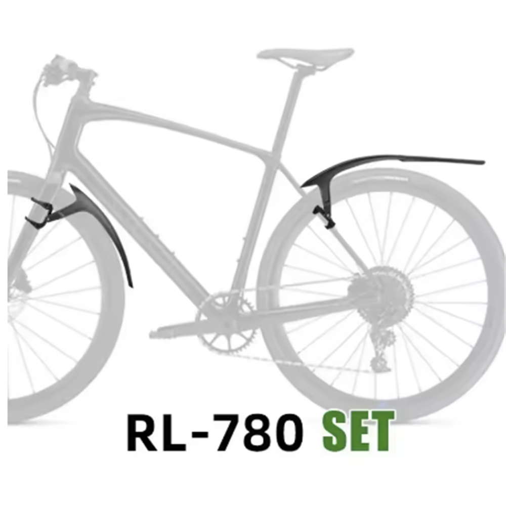 RBRL Hybrid Gravel Mudguard Set - Universal fit front fork & rear chain stay mount - 28c to 45c tyres - Extensive coverage - Two point fixation