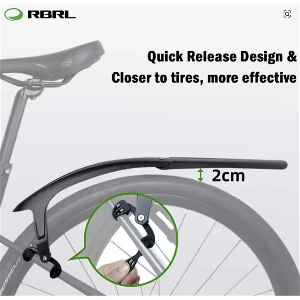 RBRL Hybrid Gravel Mudguard Set - Universal fit front fork & rear chain stay mount - 28c to 45c tyres - Extensive coverage - Two point fixation