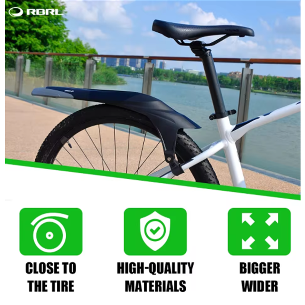 RBRL MTB Mudguard Set - 26-29 inch - Universal Fit -Front Fork & Rear QR Seat post mounted - fits 1.5  - 2.5 inch tyres - Extensive coverage - two point fixation