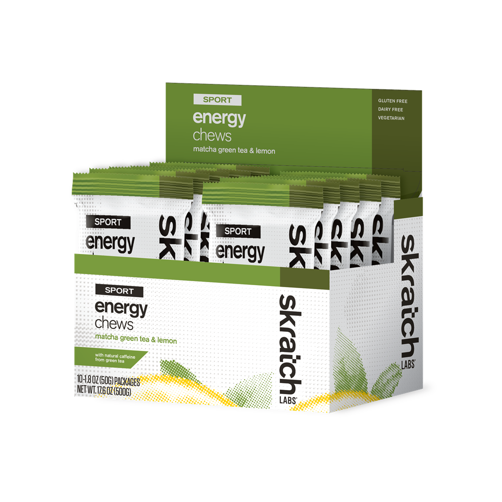 SkratchLabs Energy Chews Sport Fuel - Lemon & Green Tea - Single Serving 10 Pack