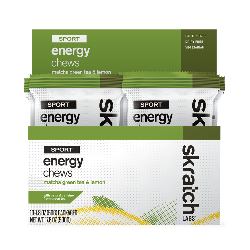 SkratchLabs Energy Chews Sport Fuel - Lemon & Green Tea - Single Serving 10 Pack