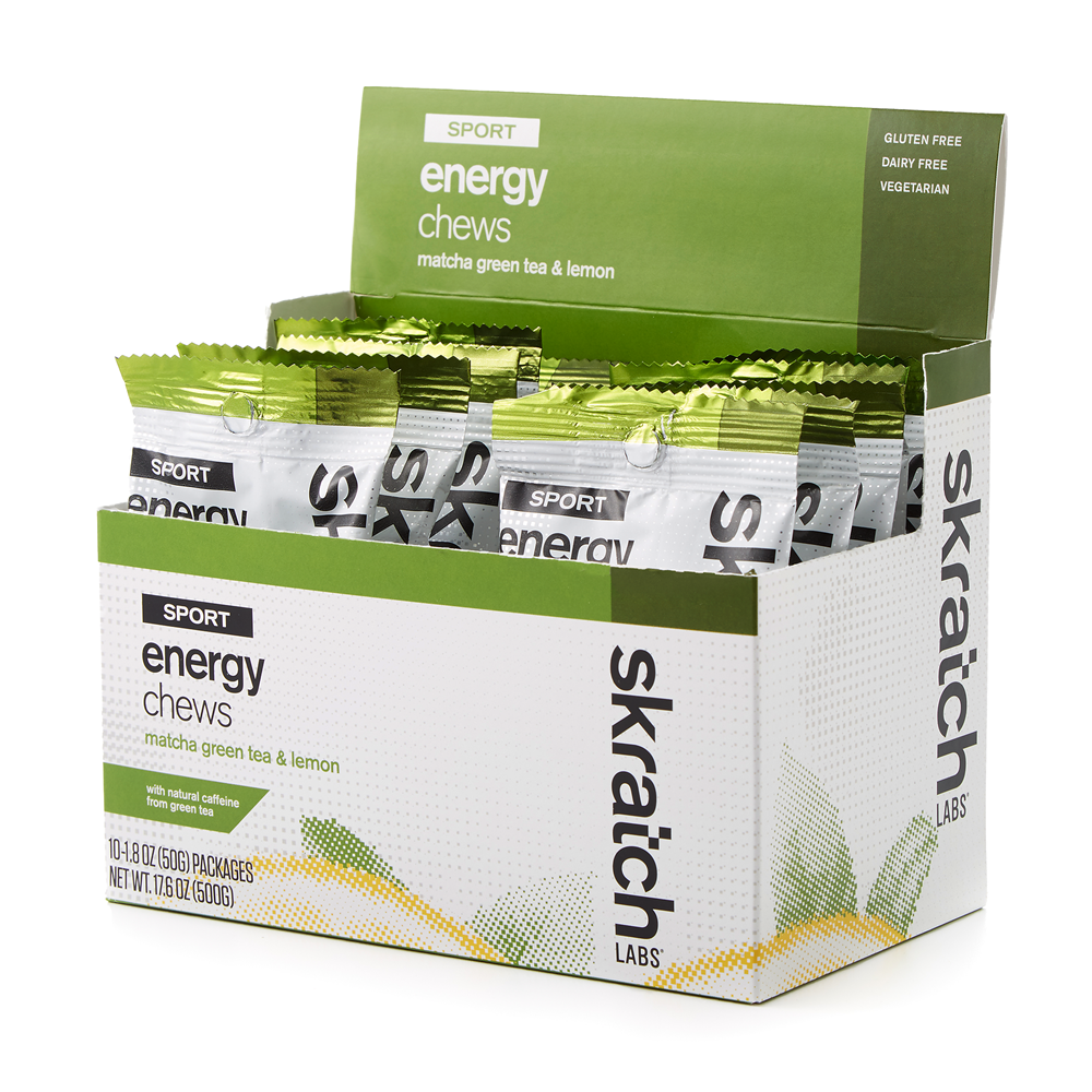 SkratchLabs Energy Chews Sport Fuel - Lemon & Green Tea - Single Serving 10 Pack