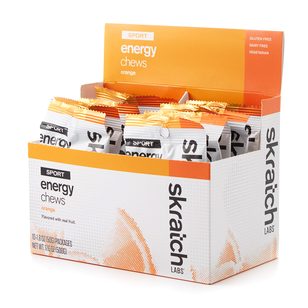 SkratchLabs Energy Chews Sport Fuel - Orange - Single Serving 10 Pack