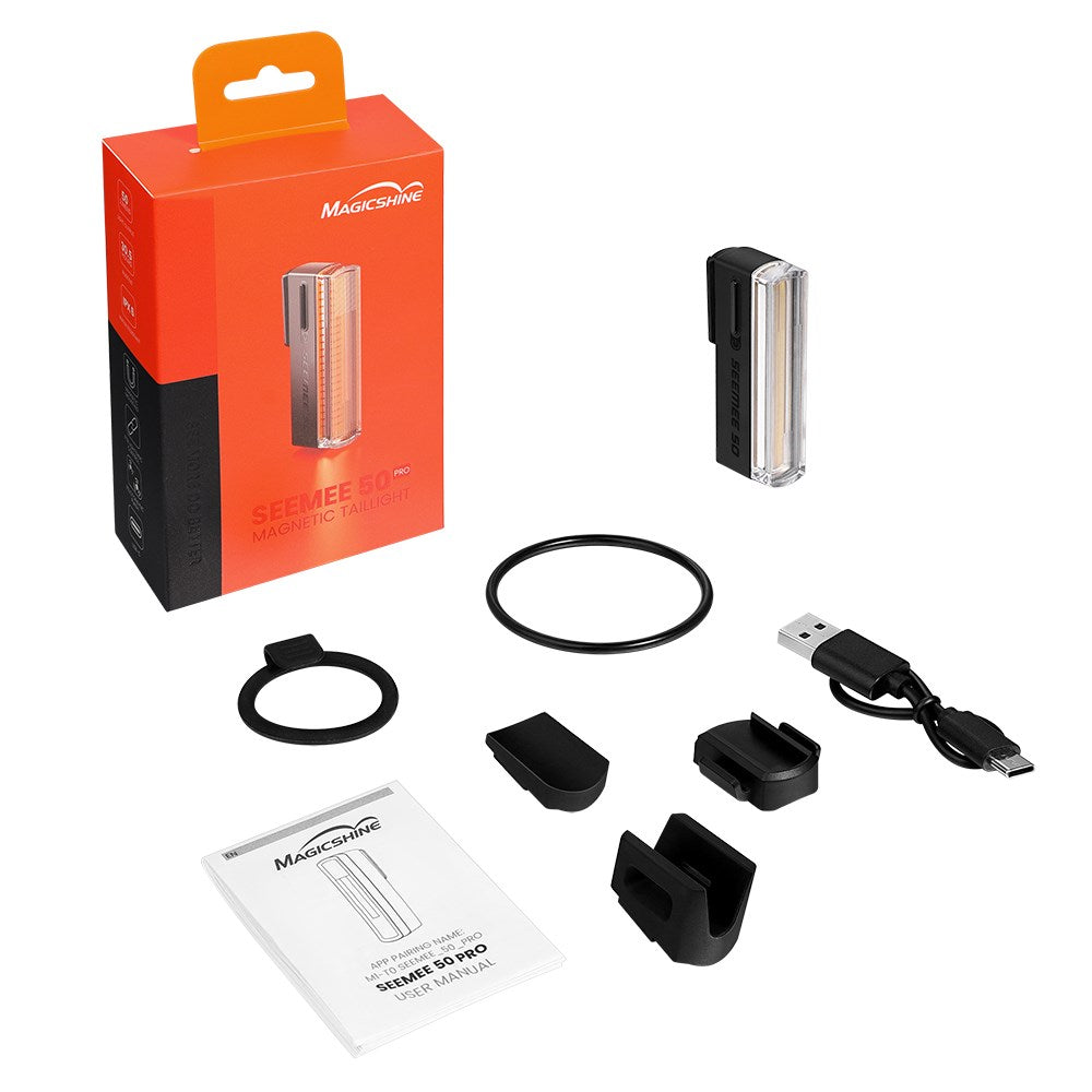 MAGICSHINE Rear Light - SeeMee 50 Pro - PelotonSync Flash / FTR LightSync Control / Magnetic QR Mount