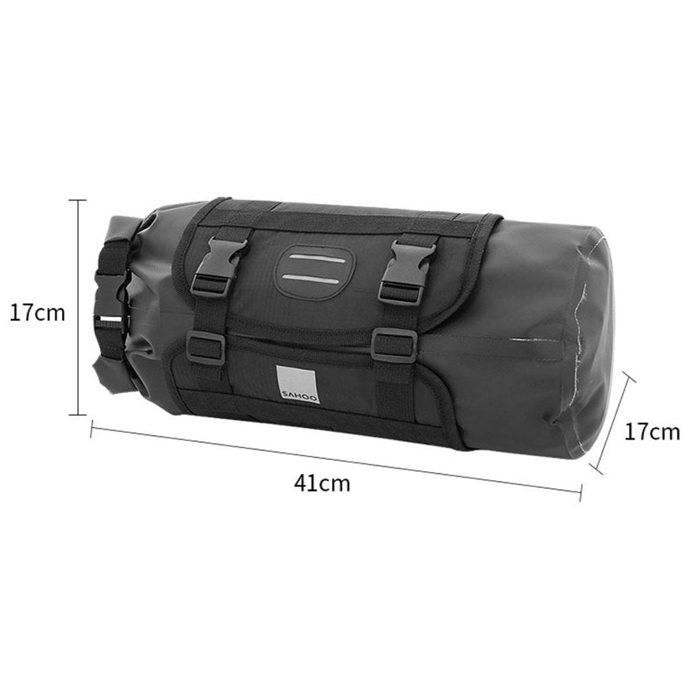 SAHOO Handlebar Bag - Waterproof 3-7Litre - Roll top design - 40x15cm - Secure Bar Mount