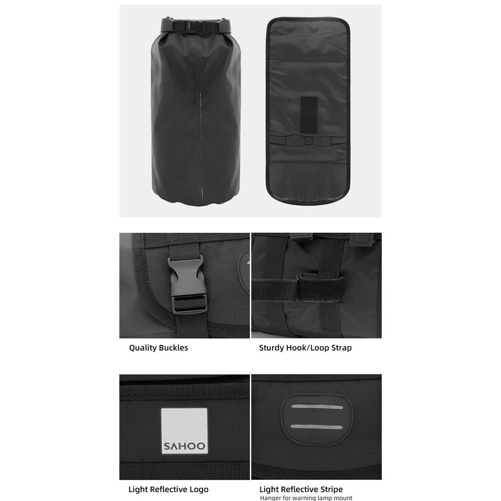 SAHOO Handlebar Bag - Waterproof 3-7Litre - Roll top design - 40x15cm - Secure Bar Mount