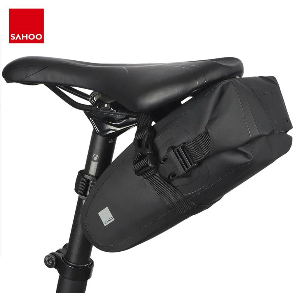 SAHOO Saddlebag - Large 23x11x9cm 1 Litre - Waterproof - Reflective Logo & Light Strap